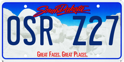 SD license plate 0SRZ27