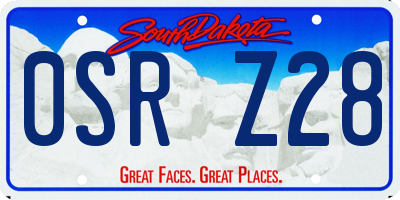 SD license plate 0SRZ28