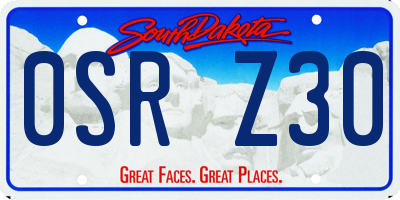 SD license plate 0SRZ30