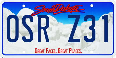 SD license plate 0SRZ31