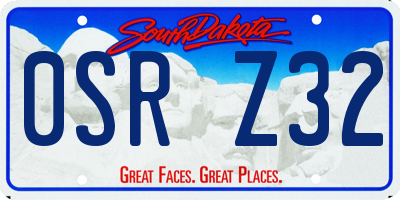 SD license plate 0SRZ32