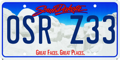 SD license plate 0SRZ33