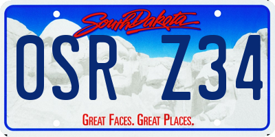 SD license plate 0SRZ34