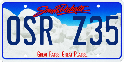 SD license plate 0SRZ35