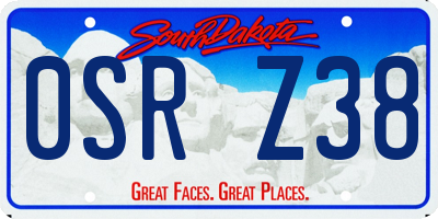 SD license plate 0SRZ38