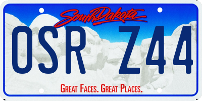 SD license plate 0SRZ44