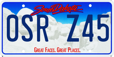 SD license plate 0SRZ45