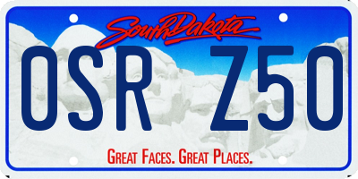 SD license plate 0SRZ50