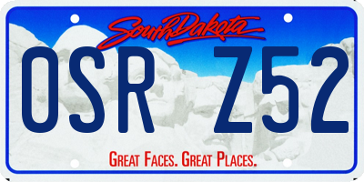 SD license plate 0SRZ52