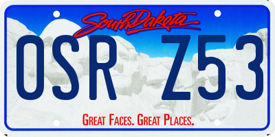 SD license plate 0SRZ53