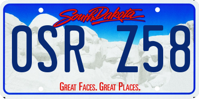 SD license plate 0SRZ58