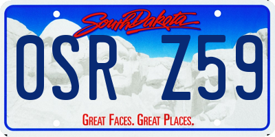 SD license plate 0SRZ59