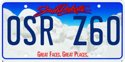 SD license plate 0SRZ60