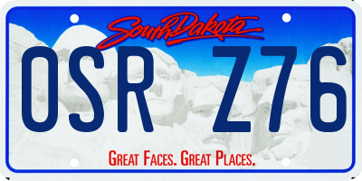 SD license plate 0SRZ76