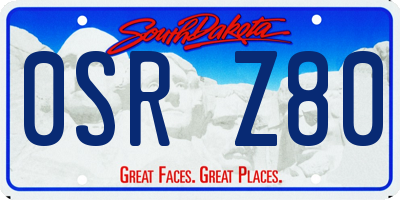 SD license plate 0SRZ80