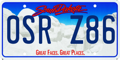 SD license plate 0SRZ86