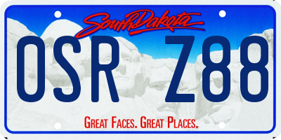 SD license plate 0SRZ88