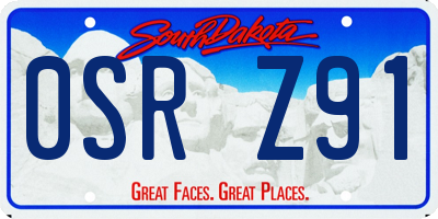 SD license plate 0SRZ91