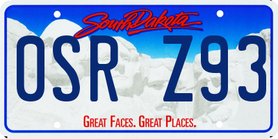 SD license plate 0SRZ93