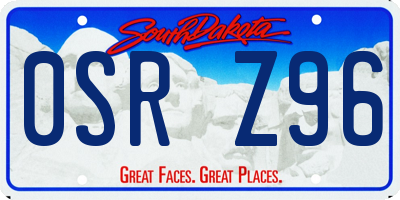 SD license plate 0SRZ96