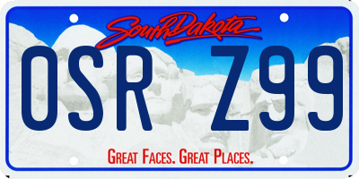 SD license plate 0SRZ99