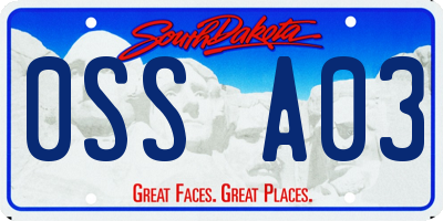 SD license plate 0SSA03