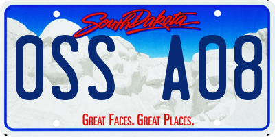 SD license plate 0SSA08