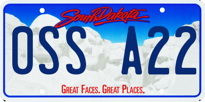 SD license plate 0SSA22