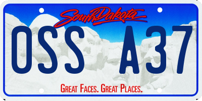 SD license plate 0SSA37