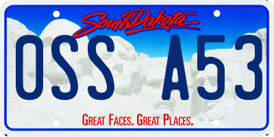 SD license plate 0SSA53