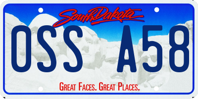 SD license plate 0SSA58