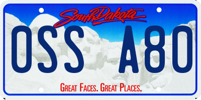 SD license plate 0SSA80