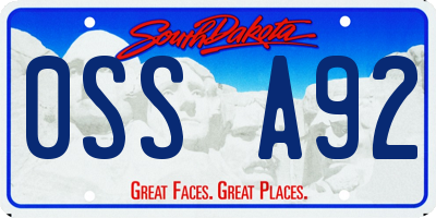 SD license plate 0SSA92