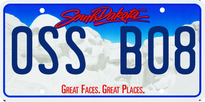 SD license plate 0SSB08