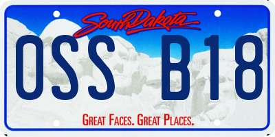 SD license plate 0SSB18