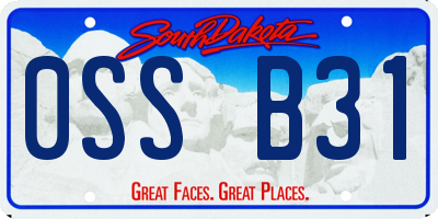 SD license plate 0SSB31
