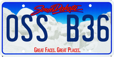 SD license plate 0SSB36
