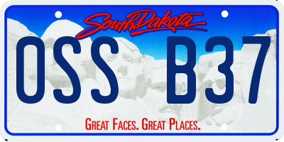 SD license plate 0SSB37