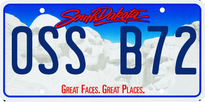 SD license plate 0SSB72