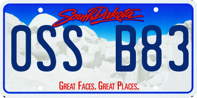 SD license plate 0SSB83