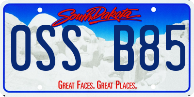 SD license plate 0SSB85