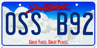 SD license plate 0SSB92