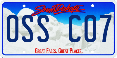 SD license plate 0SSC07