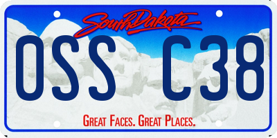 SD license plate 0SSC38