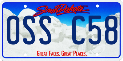 SD license plate 0SSC58