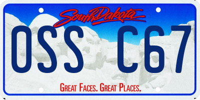 SD license plate 0SSC67