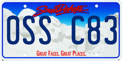 SD license plate 0SSC83