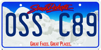 SD license plate 0SSC89