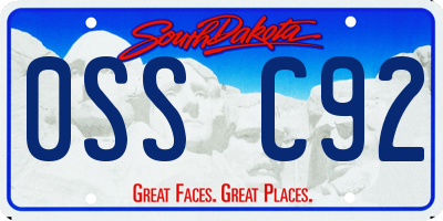 SD license plate 0SSC92