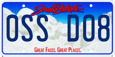 SD license plate 0SSD08